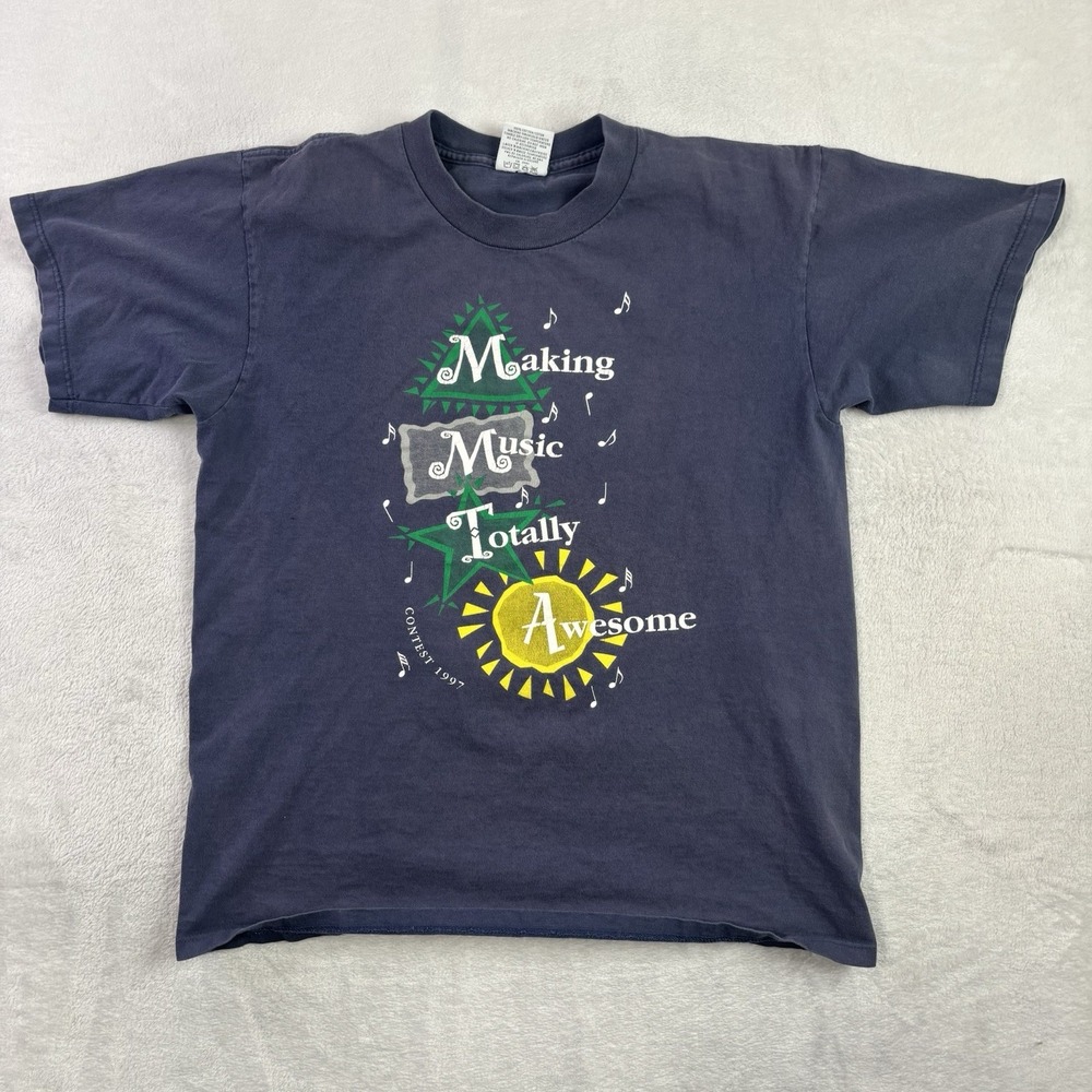 VTG 1997 Gildan MMTA Making Music Totally Awesome Blue Shirt Men's Medium